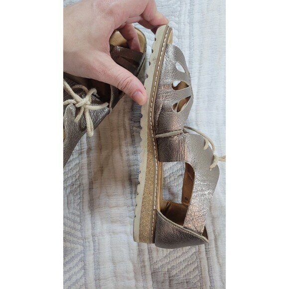 Pikolinos Metallic Leather Lace Up Sandals Size 41 Silver Gold Comfort Shoes - Picture 6 of 11